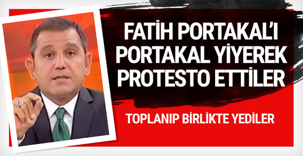 Fatih Portakalı portakal yiyerek protesto ettiler Fatih Portakalı portakal yiyerek protesto ettiler