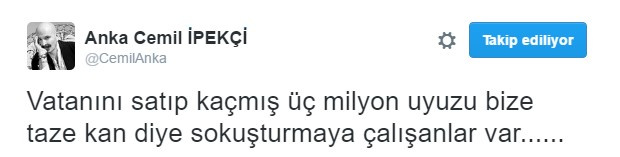 Cemil İpekçi'den skandal Suriyeli tweeti 3 Milyon uyuz...