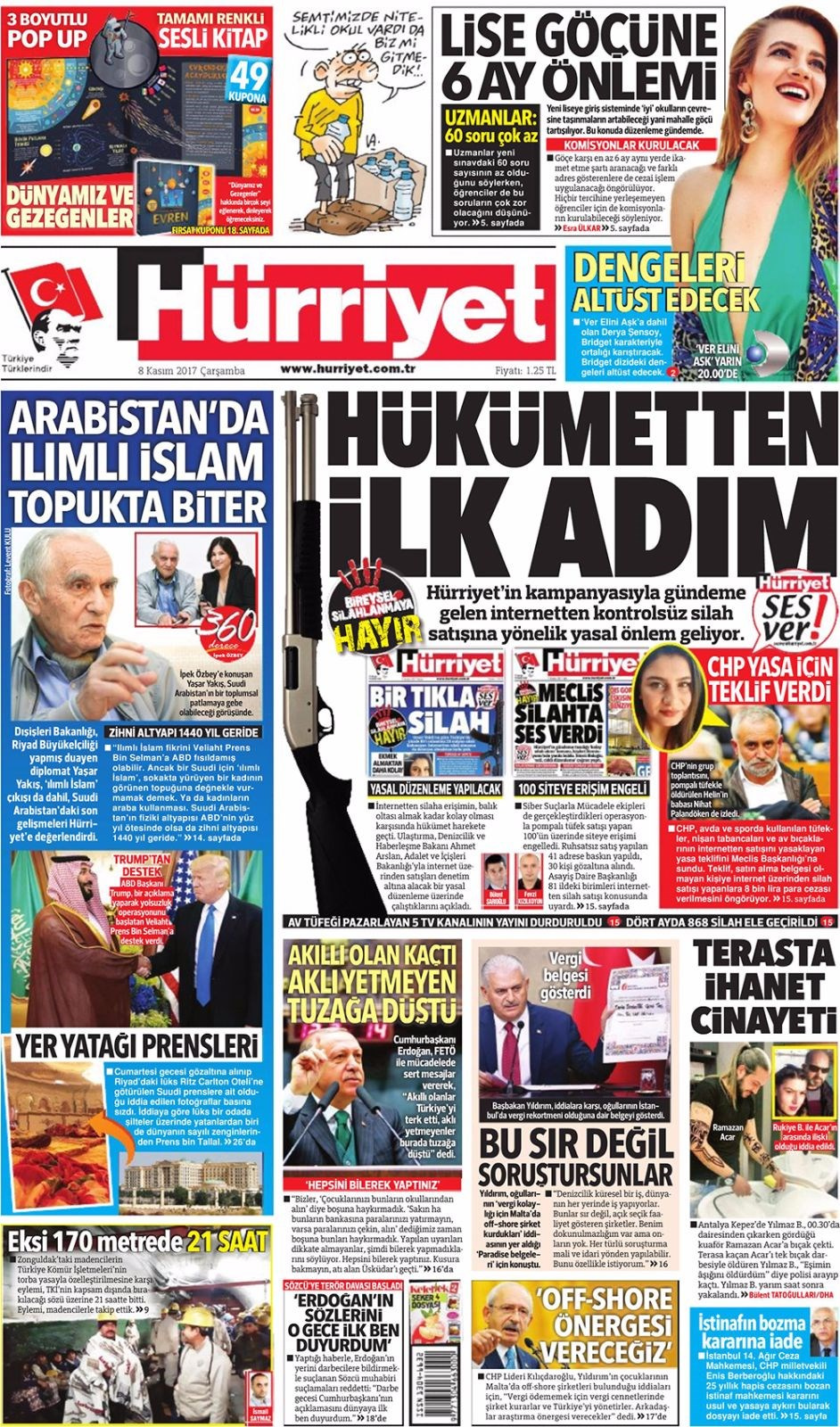 gazete manşetleri sözcü hürriyet habertürk 8 kasım 2017