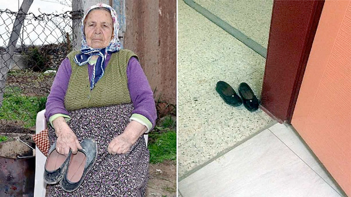 Türkiye onu arıyor? Bankaya çamurlu ayakkabılarını çıkarıp giren kadın
