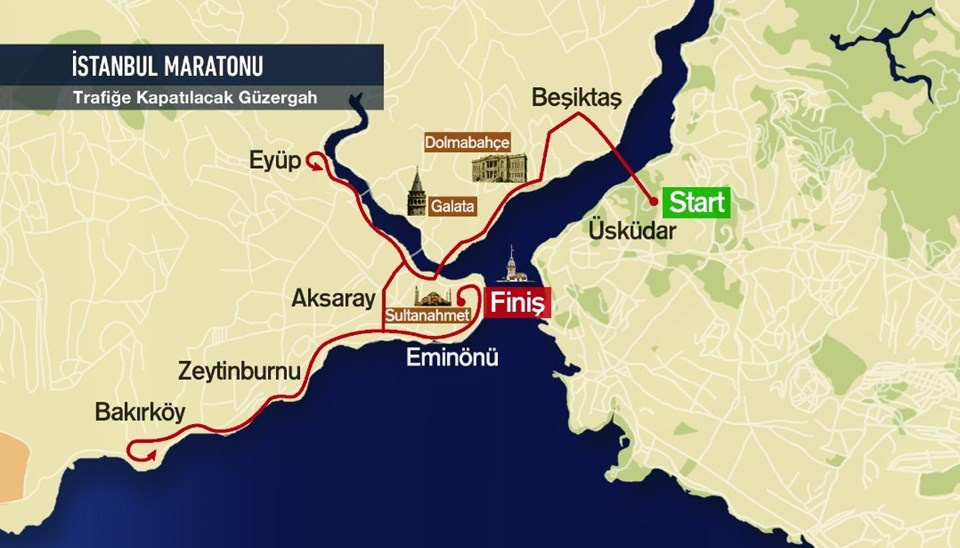 istanbul maratonu güzergah haritası