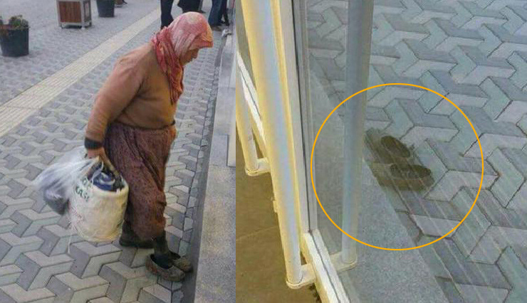 bankaya camurlu ayakkabilarini cikarip giren kadinin goruntuleri internet haber