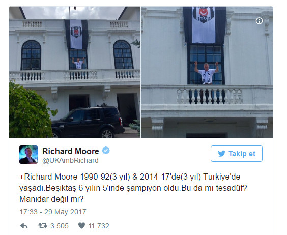 İngiliz Büyükelçi'den Beşiktaş paylaşımı: Bu da mı tesadüf?