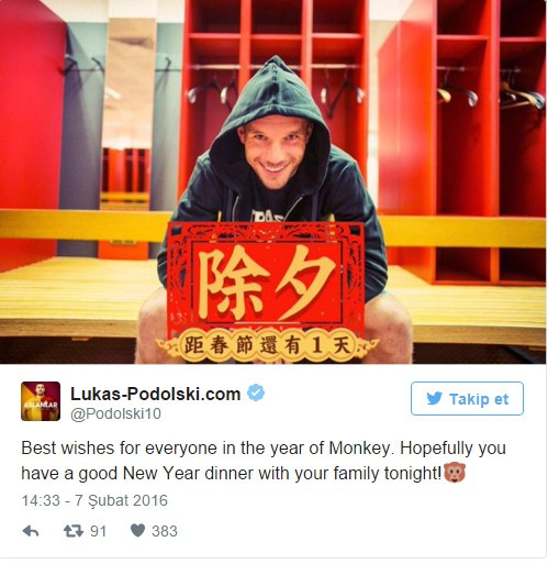 Lukas Podolski'den Çin mesajı