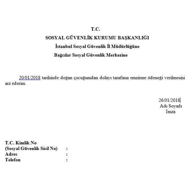 Sut Parasi Alma Dilekcesi Nasil Yazilir Ornek Dilekce 2018 Internet Haber