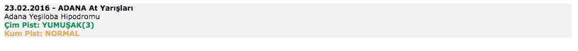 23 Şubat 2016 Salı Adana at yarışı bülteni ve tahminleri