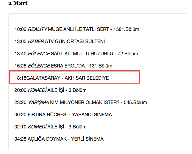 ATV YAYIN AKIŞ BİLGİLERİ