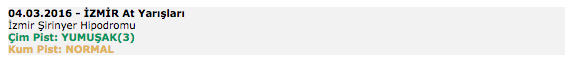 4 Mart 2016 Cuma İzmir at yarışı bülteni ve tahminleri