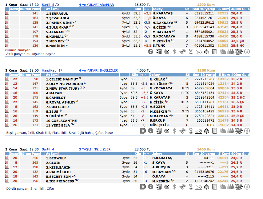6 Mart 2016 Pazar Adana at yarışı bülteni ve tahminleri