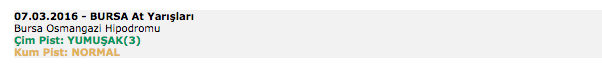 7 Mart 2016 Pazar Bursa at yarışı bülteni ve tahminleri