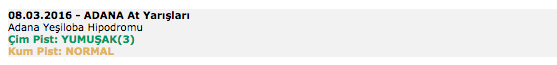 8 Mart 2016 Salı Adana at yarışı bülteni ve tahminleri