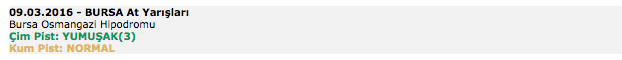 9 Mart 2016 Çarşamba Bursa at yarışı bülteni ve tahminleri