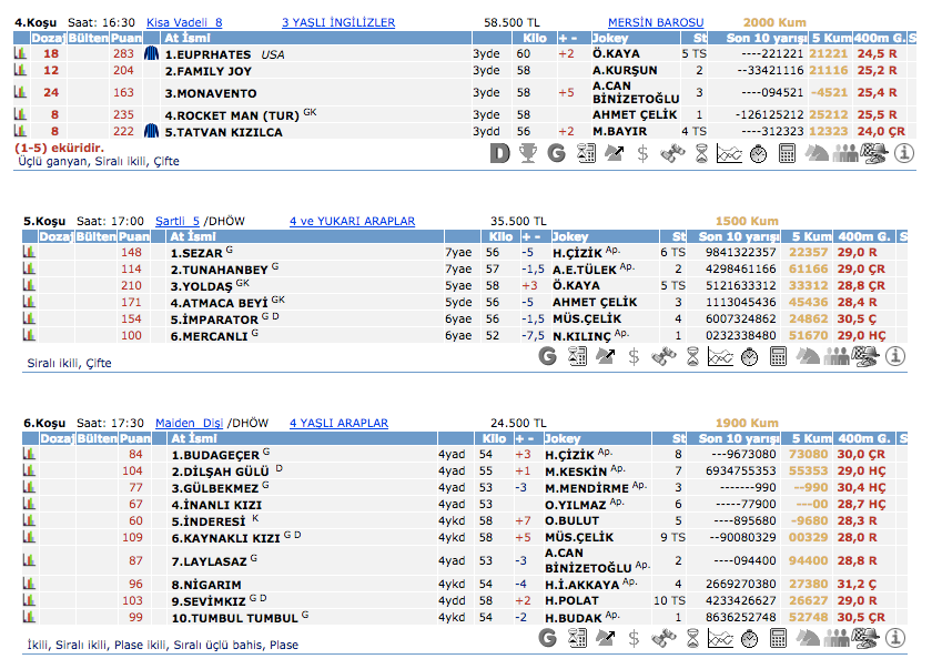 12 Mart 2016 Cumartesi Adana at yarışı bülteni ve tahminleri