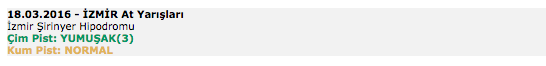 18 Mart 2016 Cuma İzmir at yarışı bülteni ve tahminleri
