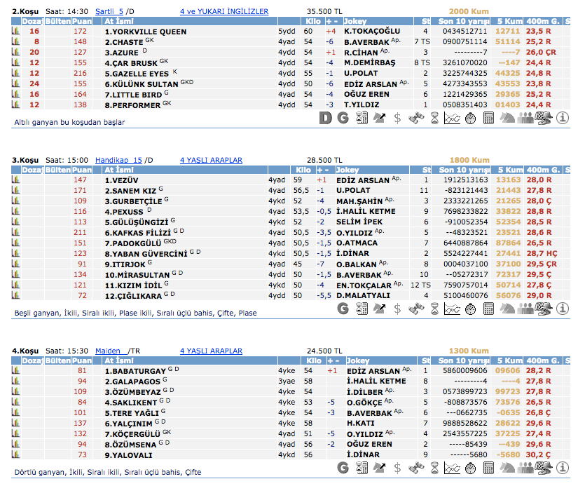 21 Mart 2016 Pazartesi Bursa at yarışı bülteni ve tahminleri