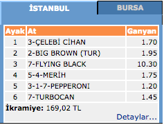 İstanbul at yarışı 23 Mart 2016 altılı ganyan sonuçları
