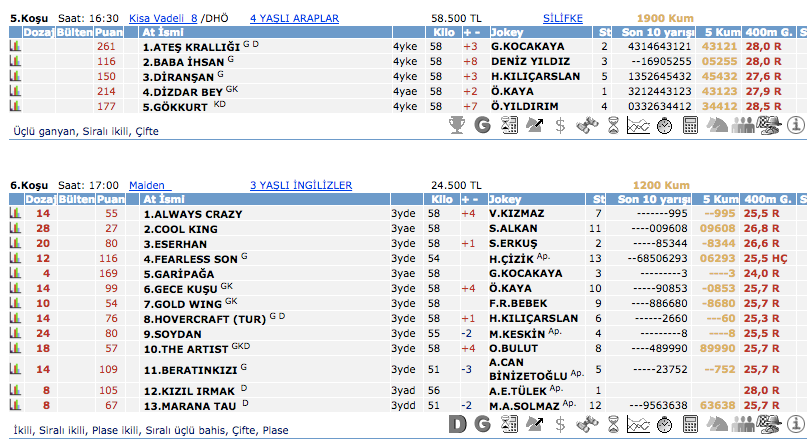 26 Mart 2016 Cumartesi Adana at yarışı bülteni ve tahminleri