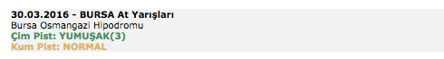30 Mart 2016 Çarşamba Bursa at yarışı bülteni ve tahminleri