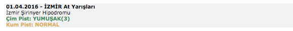 1 Nisan 2016 Cuma İzmir at yarışı bülteni ve tahminleri