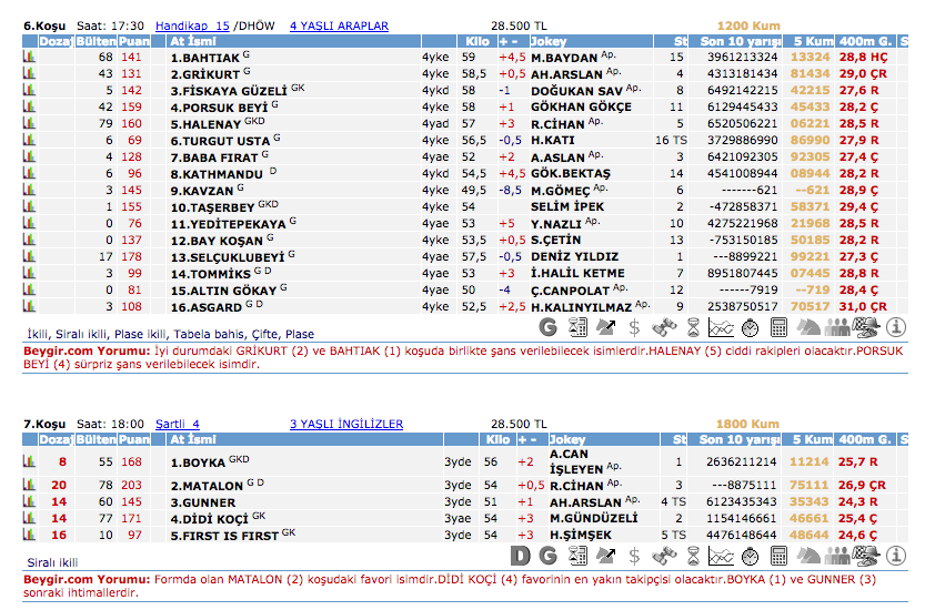 1 Nisan 2016 Cuma Kocaeli at yarışı bülteni ve tahminleri
