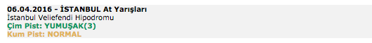 6 Nisan 2016 Çarşamba İstanbul at yarışı bülteni ve tahminleri