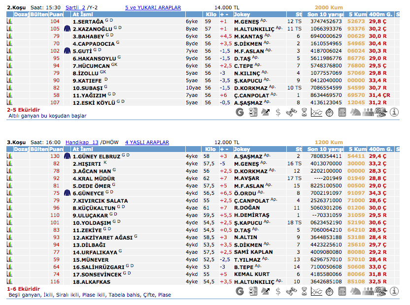 20 Nisan 2016 Çarşamba Elazığ at yarışı bülteni ve tahminleri