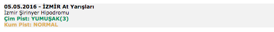 05 Mayıs 2016 Perşembe İzmir at yarışı bülteni ve tahminleri