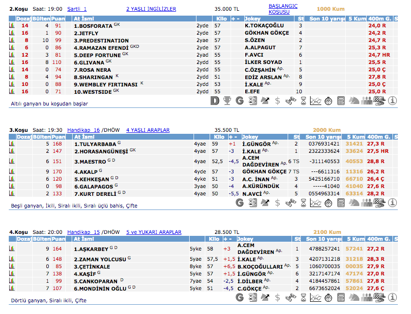 08 Mayıs 2016 Pazar İzmir at yarışı bülteni ve tahminleri