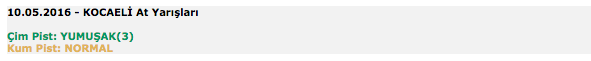 10 Mayıs 2016 Salı Kocaeli at yarışı bülteni ve tahminleri