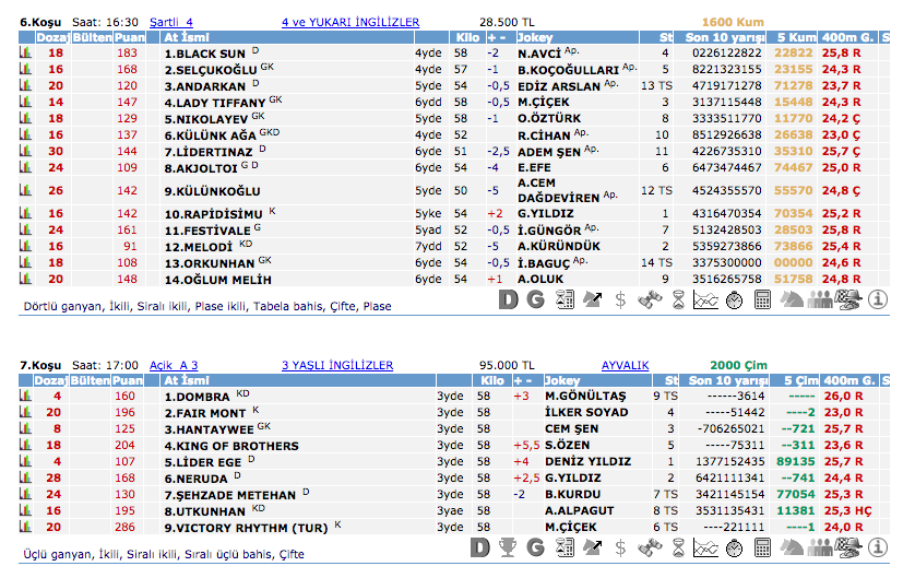 03 Haziran 2016 Cuma İzmir at yarışı bülteni ve tahminleri