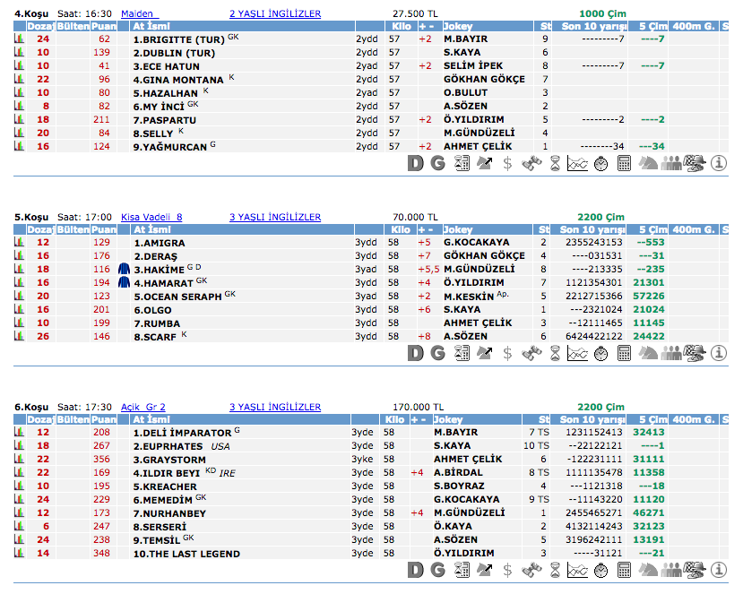 04 Haziran 2016 Cumartesi Ankara at yarışı bülteni ve tahminleri