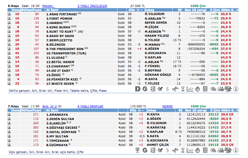 05 Haziran 2016 Pazar İstanbul at yarışı bülteni ve tahminleri