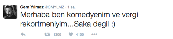 cem yılmaz vergi rekortmeni 2016 twiti