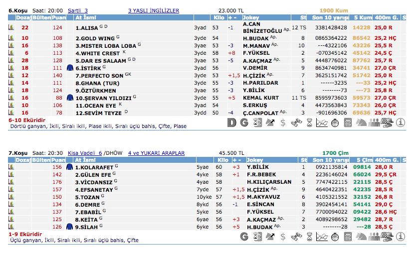 16 Temmuz 2016 Cumartesi Adana at yarışı bülteni ve tahminleri