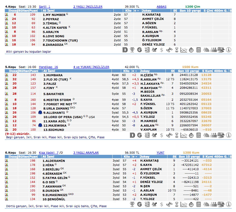 29 Temmuz 2016 Cuma İstanbul at yarışı bülteni ve tahminleri