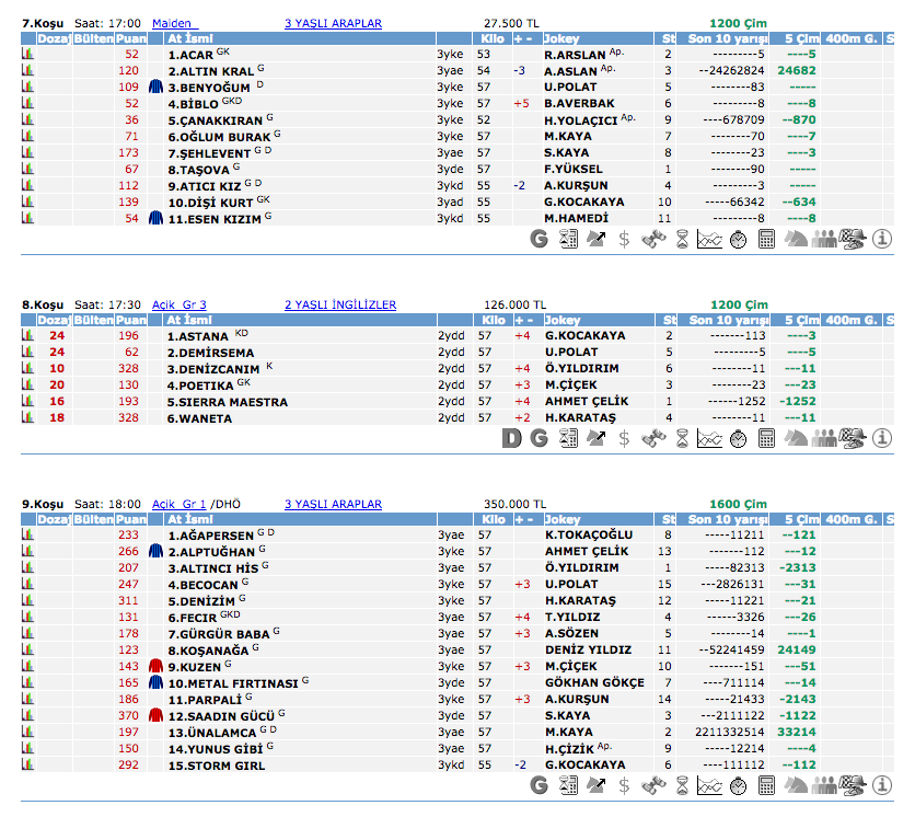31 Temmuz 2016 Pazar İstanbul at yarışı bülteni ve tahminleri
