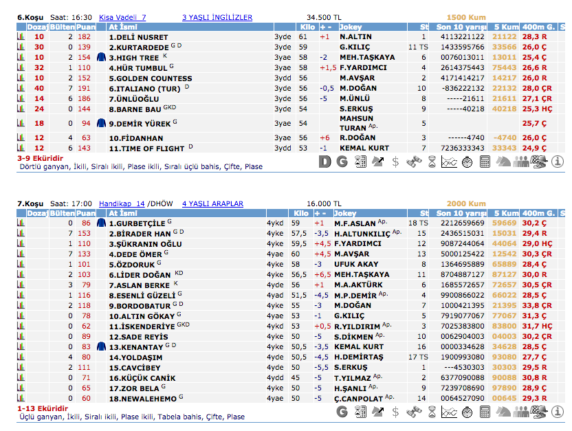 17 Ağustos 2016 Çarşamba Elazığ at yarışı bülteni ve tahminleri