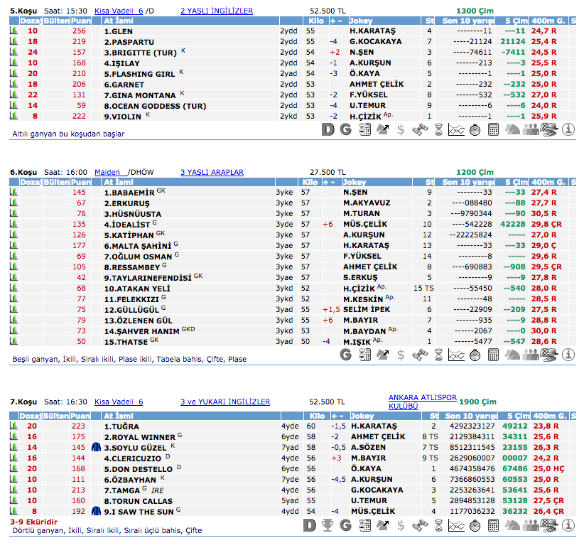18 Ağustos 2016 Perşembe Ankara at yarışı bülteni ve tahminleri