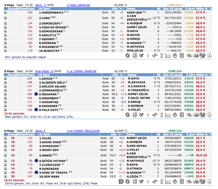 03 Eylül 2016 Cumartesi Ankara at yarışı bülteni ve tahminleri