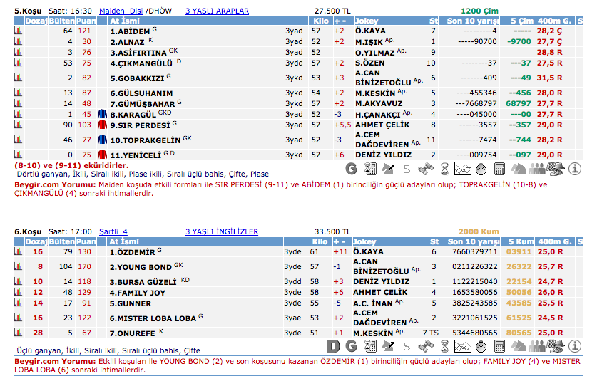 05 Eylül 2016 Pazartesi Ankara at yarışı bülteni ve tahminleri