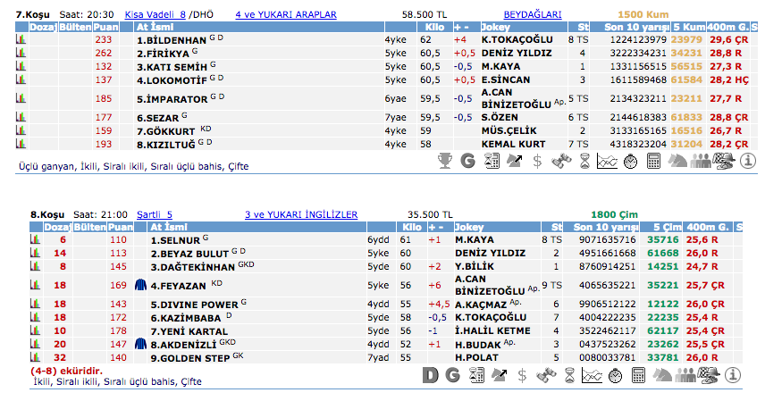 10 Eylül 2016 Cumartesi Adana at yarışı bülteni ve tahminleri