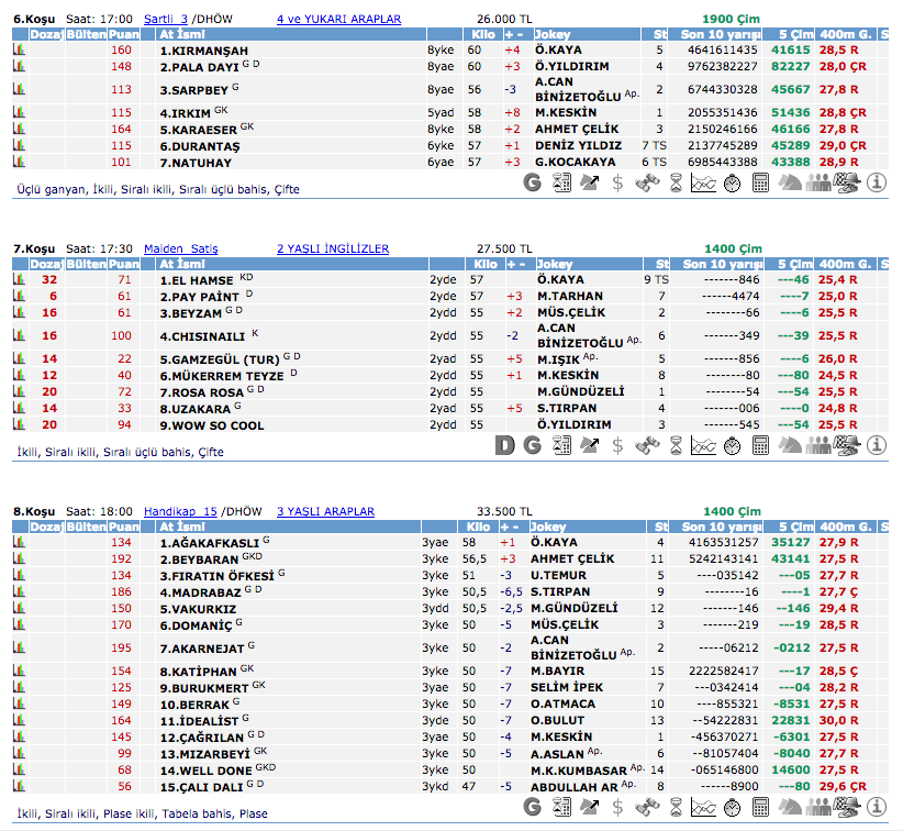 17 Eylül 2016 Cumartesi Ankara at yarışı bülteni ve tahminleri