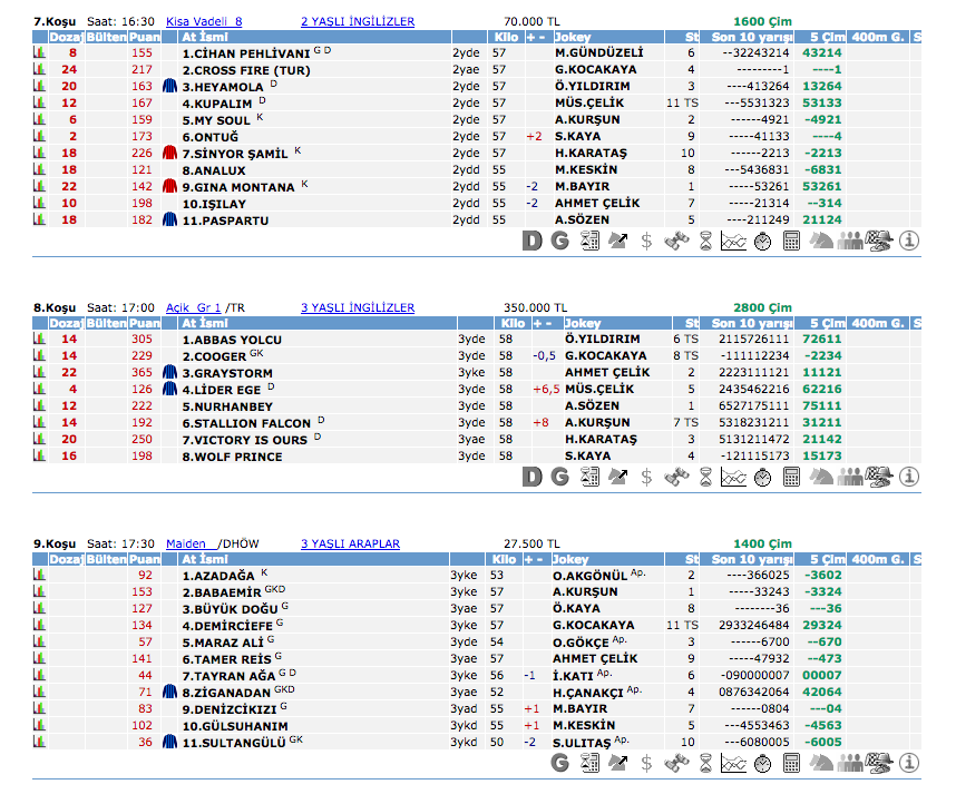 24 Eylül 2016 Cumartesi Ankara at yarışı bülteni ve tahminleri