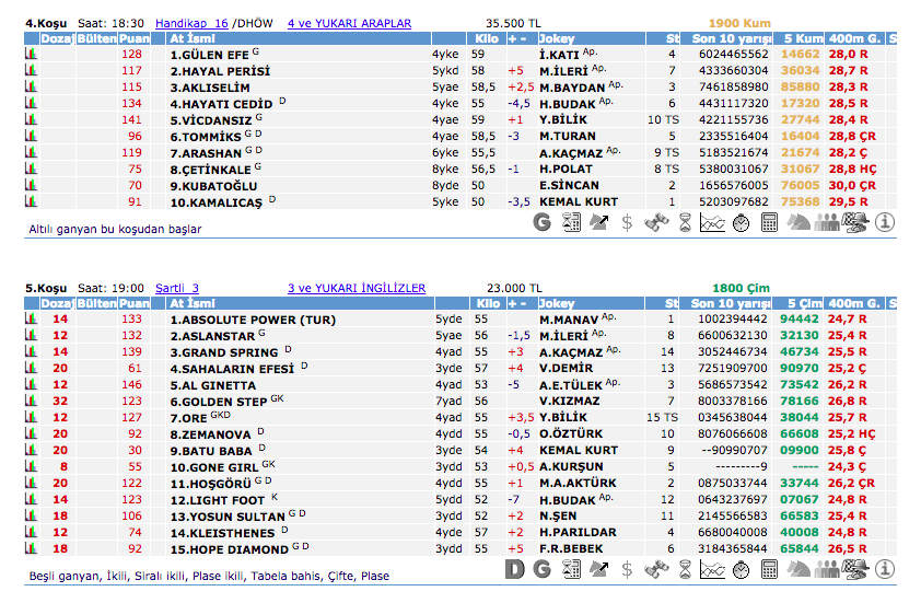 15 Ekim 2016 Cumartesi Adana at yarışı bülteni ve tahminleri