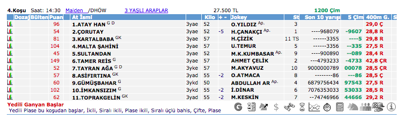 15 Ekim 2016 Cumartesi Ankara at yarışı bülteni ve tahminleri