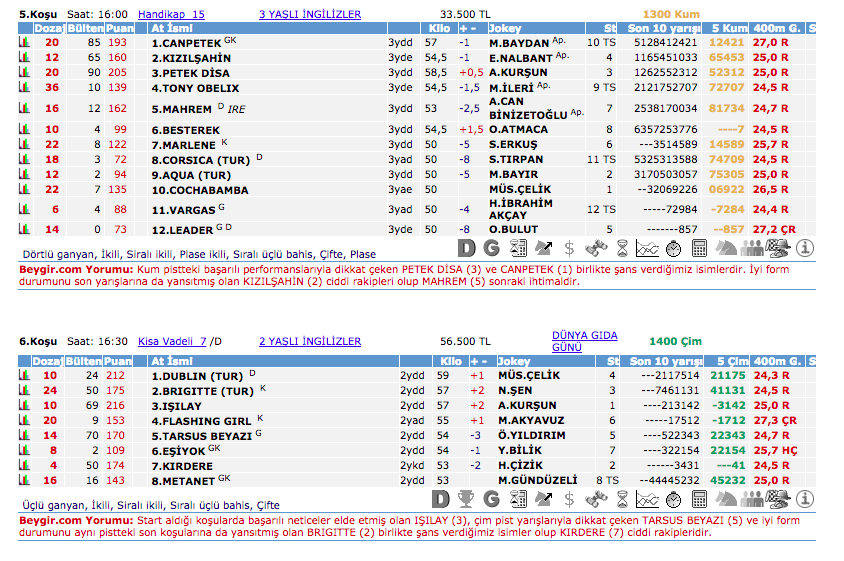 20 Ekim 2016 Perşembe Ankara at yarışı bülteni ve tahminleri