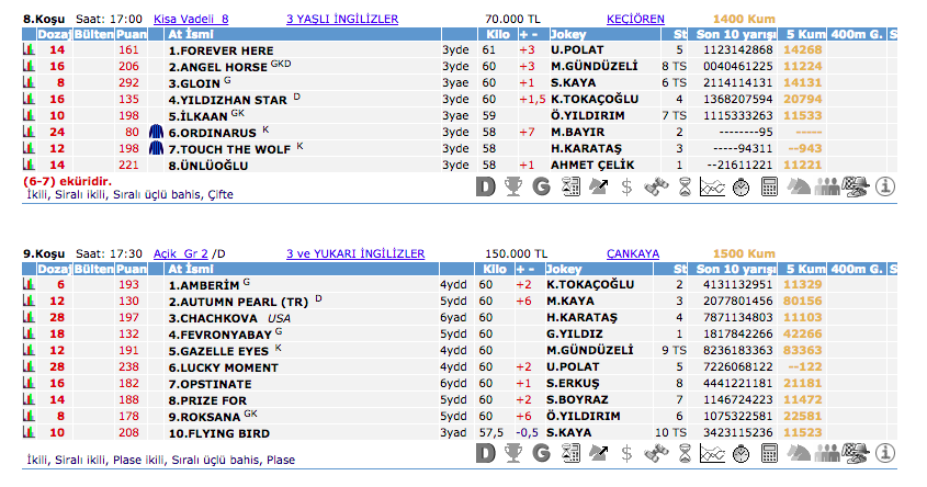 22 Ekim 2016 Cumartesi Ankara at yarışı bülteni ve tahminleri