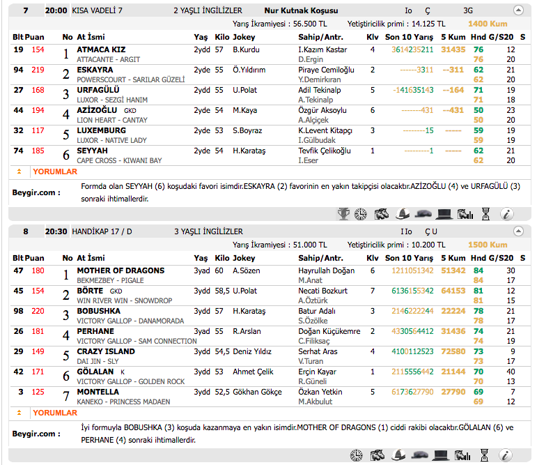 04 Kasım 2016 Cuma İstanbul at yarışı bülteni ve tahminleri
