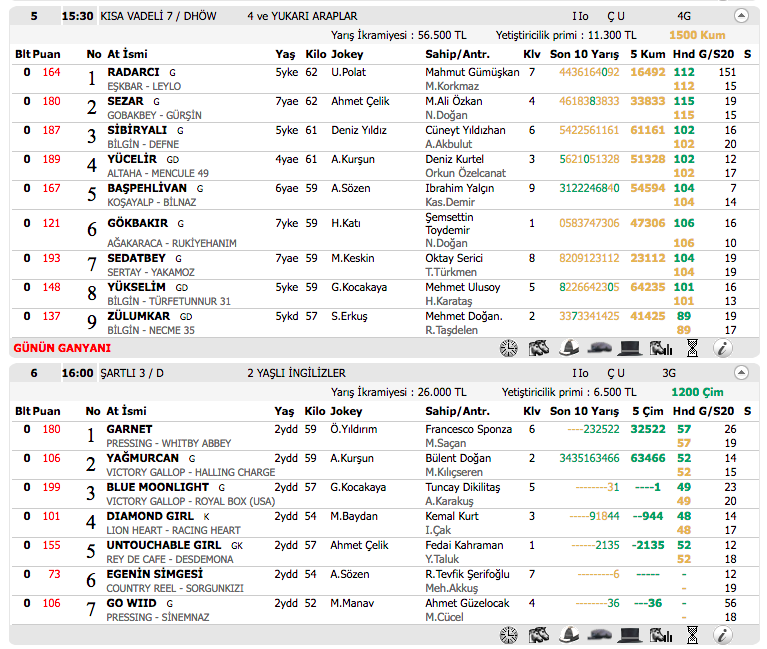 05 Kasım 2016 Cumartesi Ankara at yarışı bülteni ve tahminleri
