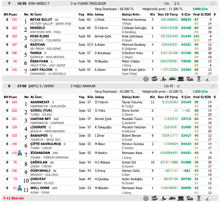 05 Kasım 2016 Cumartesi at yarışı bülteni ve tahminleri